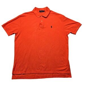Polo Ralph Lauren Polo Shirt Mens‎ Extra Large Orange Pique Short Sleeve Preppy